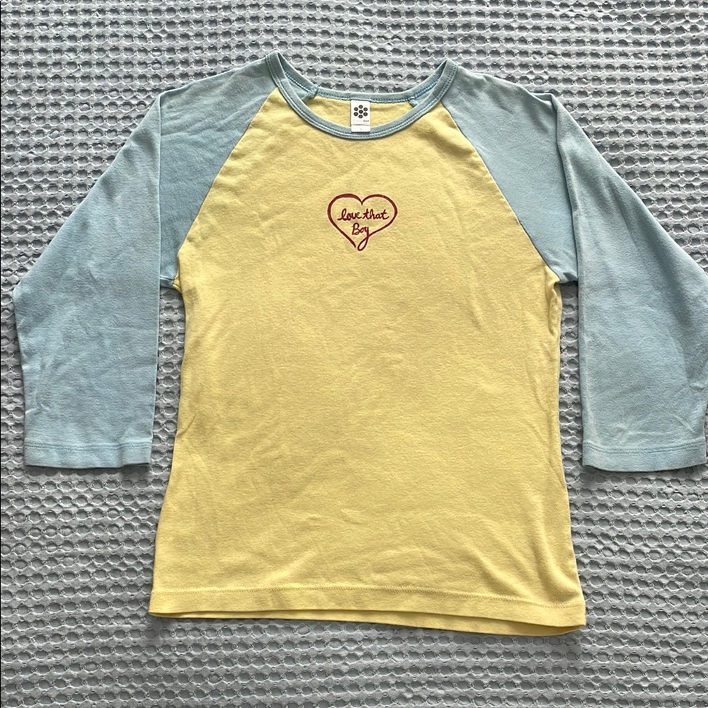 Yellow and Blue Raglan Shirt with Graphic